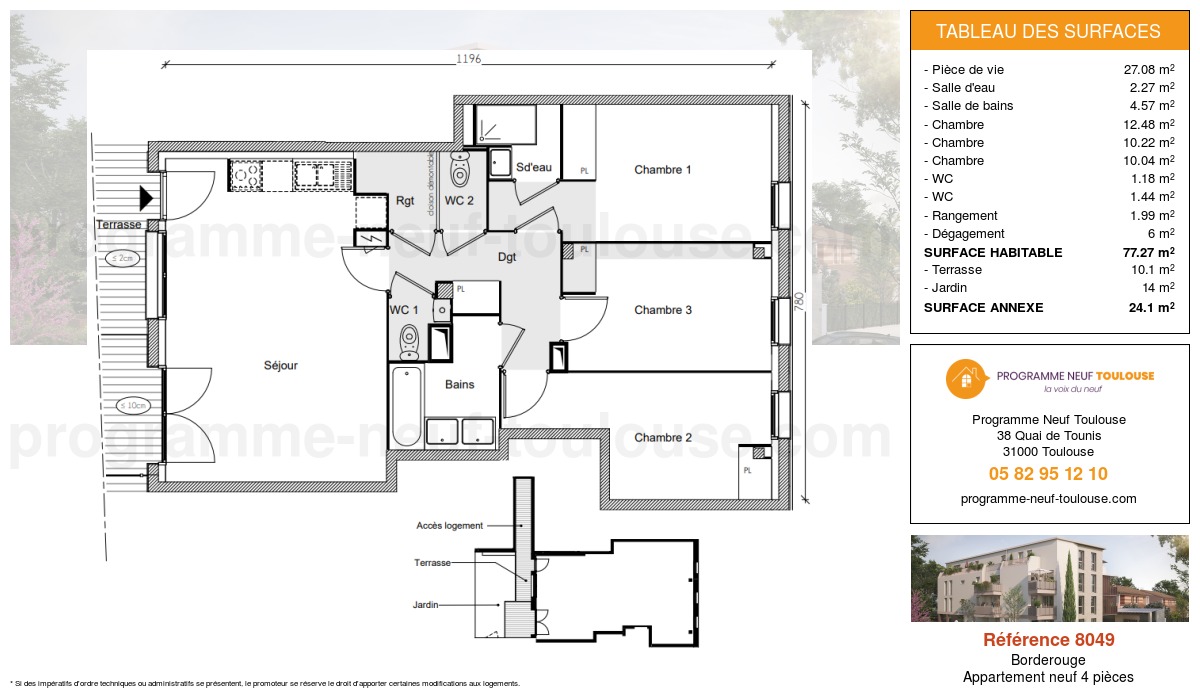 Plan pour un Appartement neuf de  77.27m² à
					Borderouge