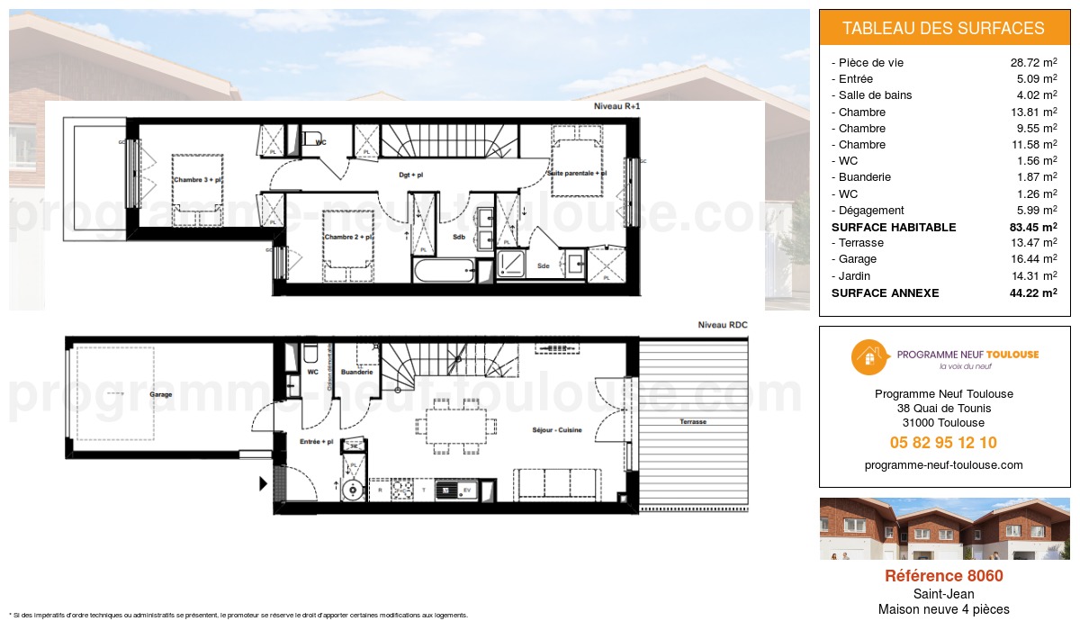 Plan pour un Maison neuve de  83.45m² à
					Saint-Jean
