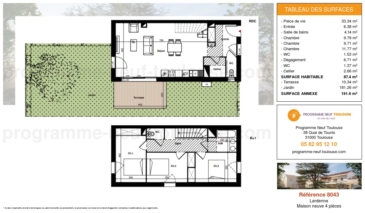 Plan pour un Maison neuve de  87.4m² à
					Lardenne