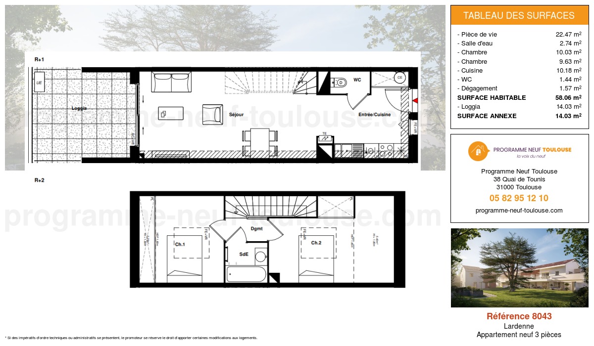 Plan pour un Appartement neuf de  58.06m² à
					Lardenne