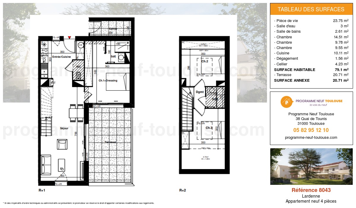Plan pour un Appartement neuf de  74.86m² à
					Lardenne