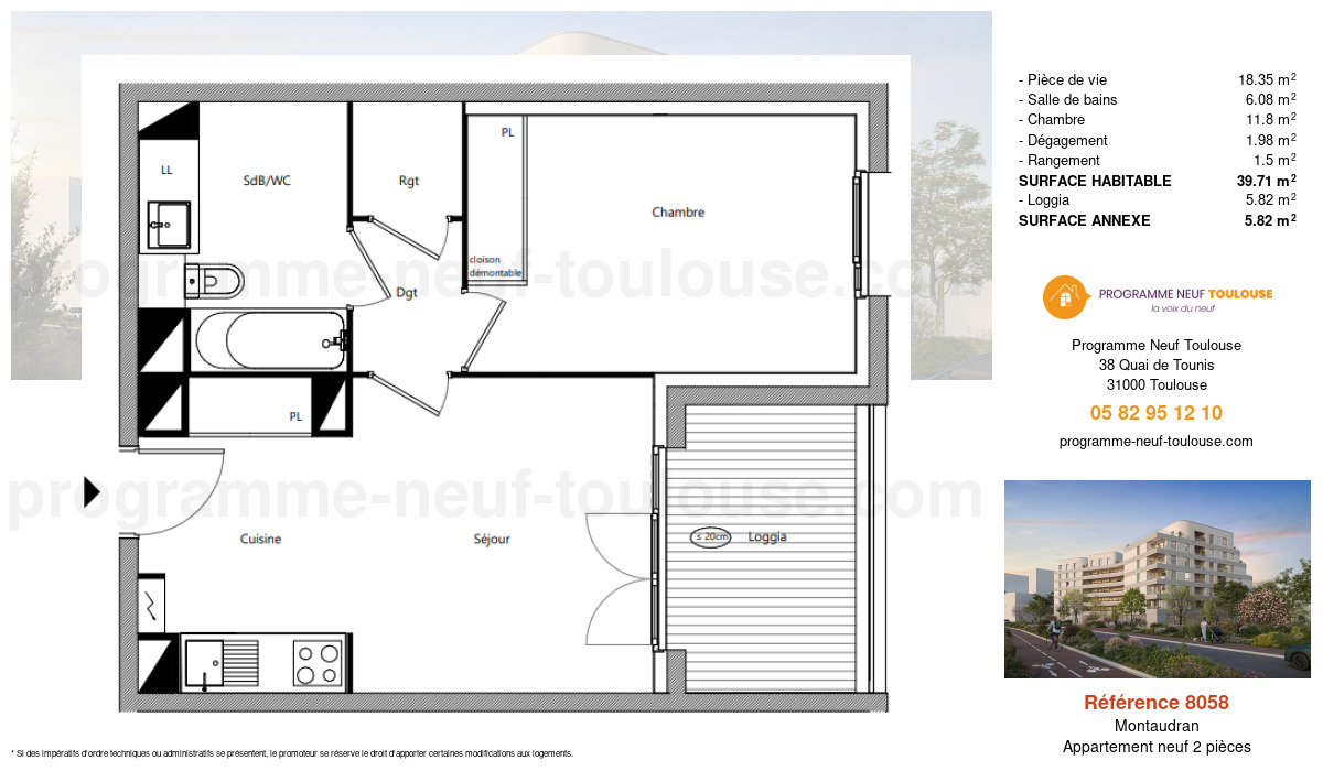 Plan pour un Appartement neuf de  39.71m² à
					Montaudran