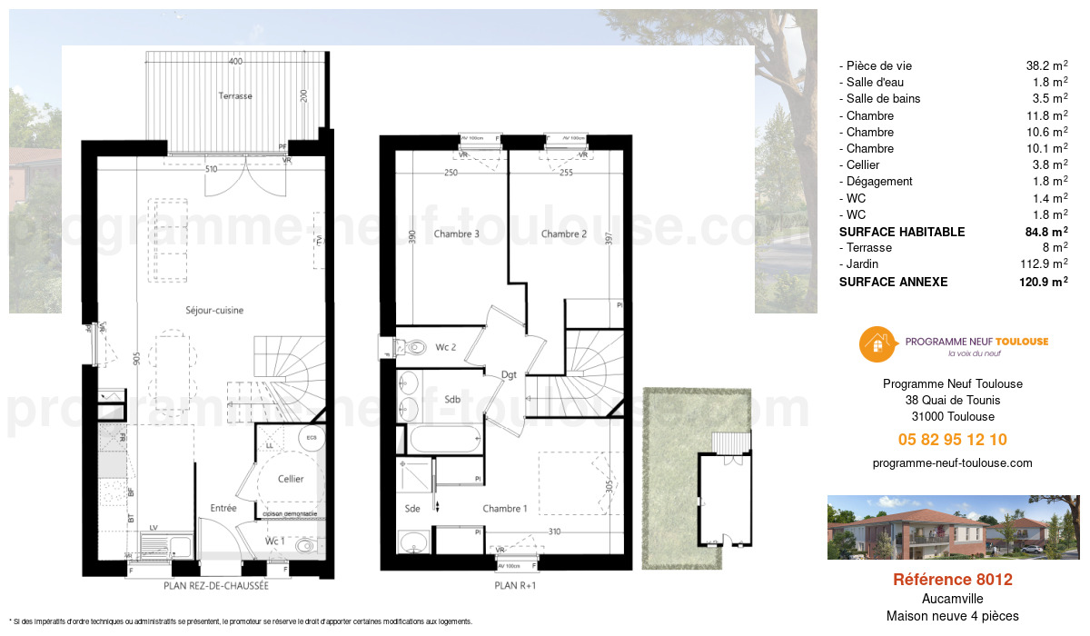 Plan pour un Maison neuve de  84.8m² à
					Aucamville