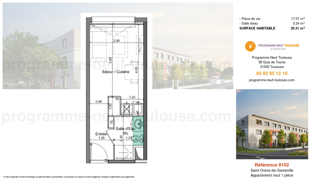 Plan pour un Appartement neuf de  20.31m² à
					Saint-Orens-de-Gameville