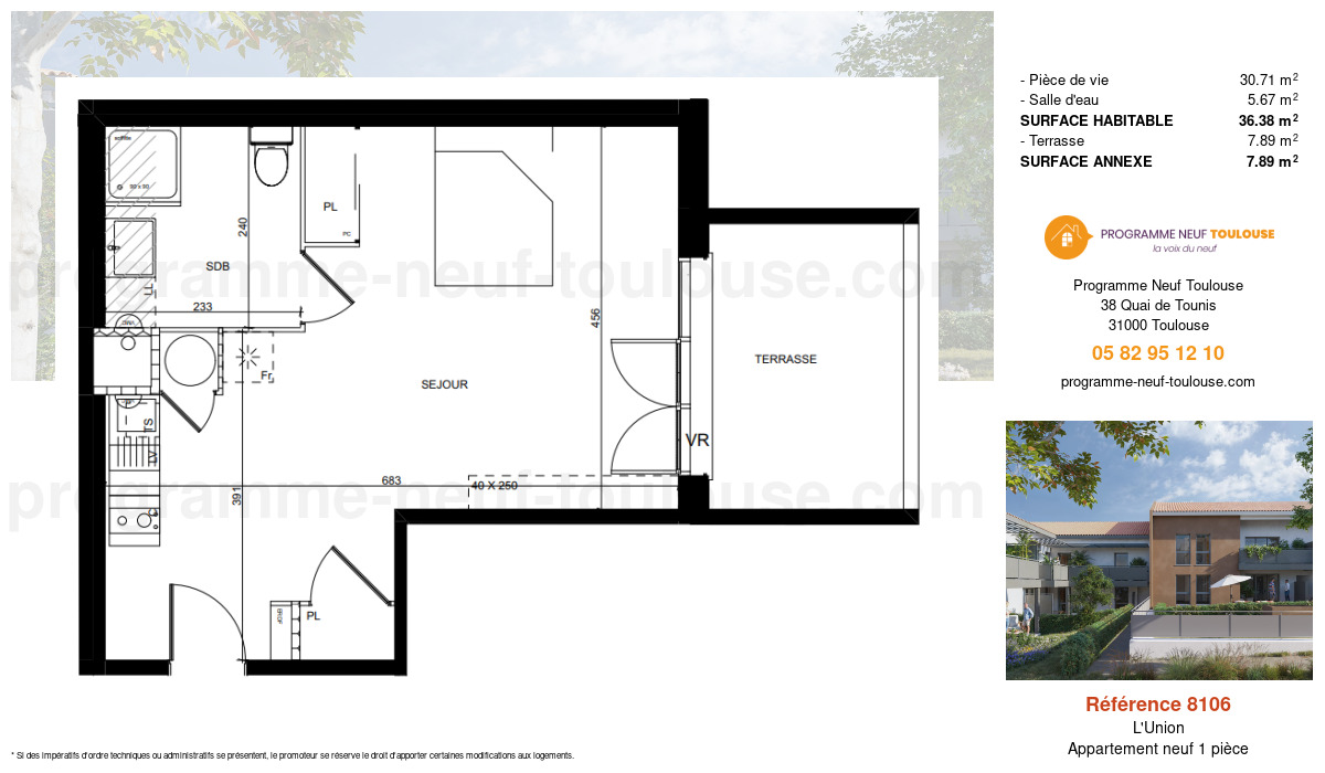 Plan pour un Appartement neuf de  36.38m² à
					L'Union