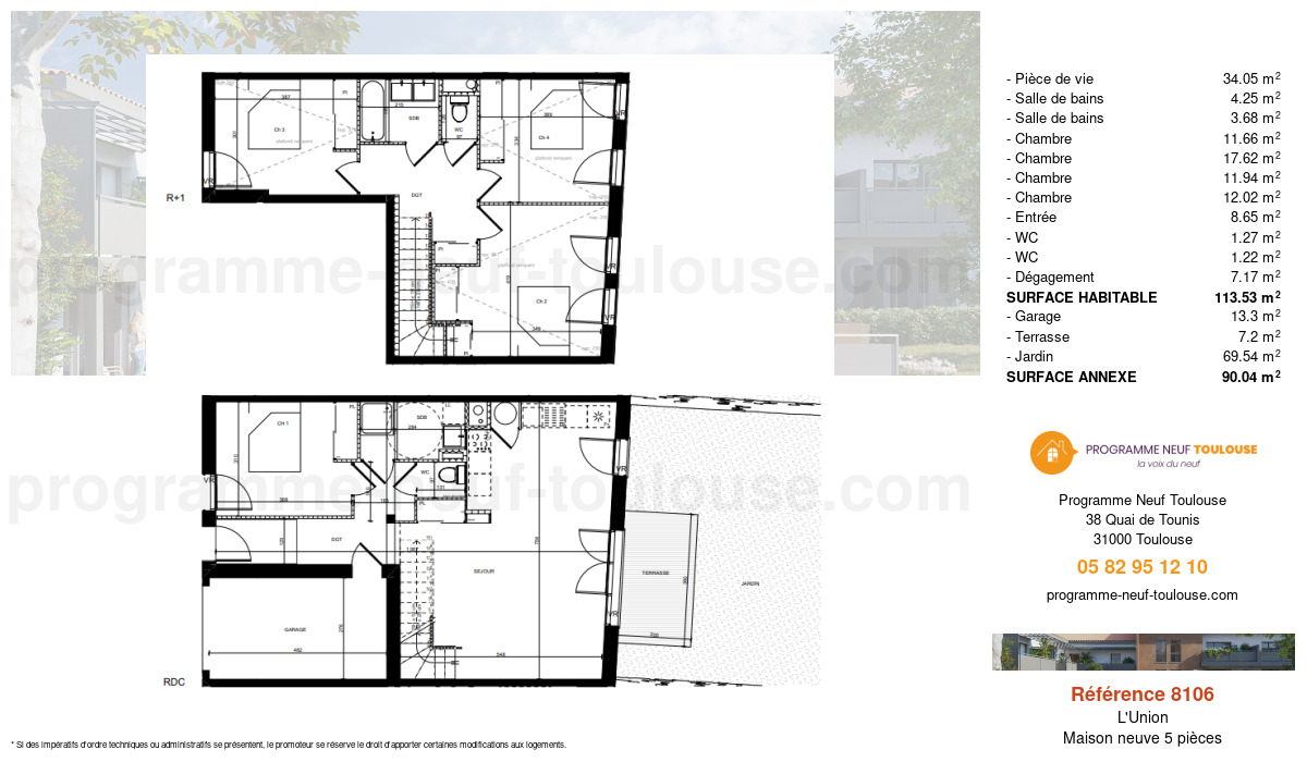 Plan pour un Maison neuve de  113.53m² à
					L'Union