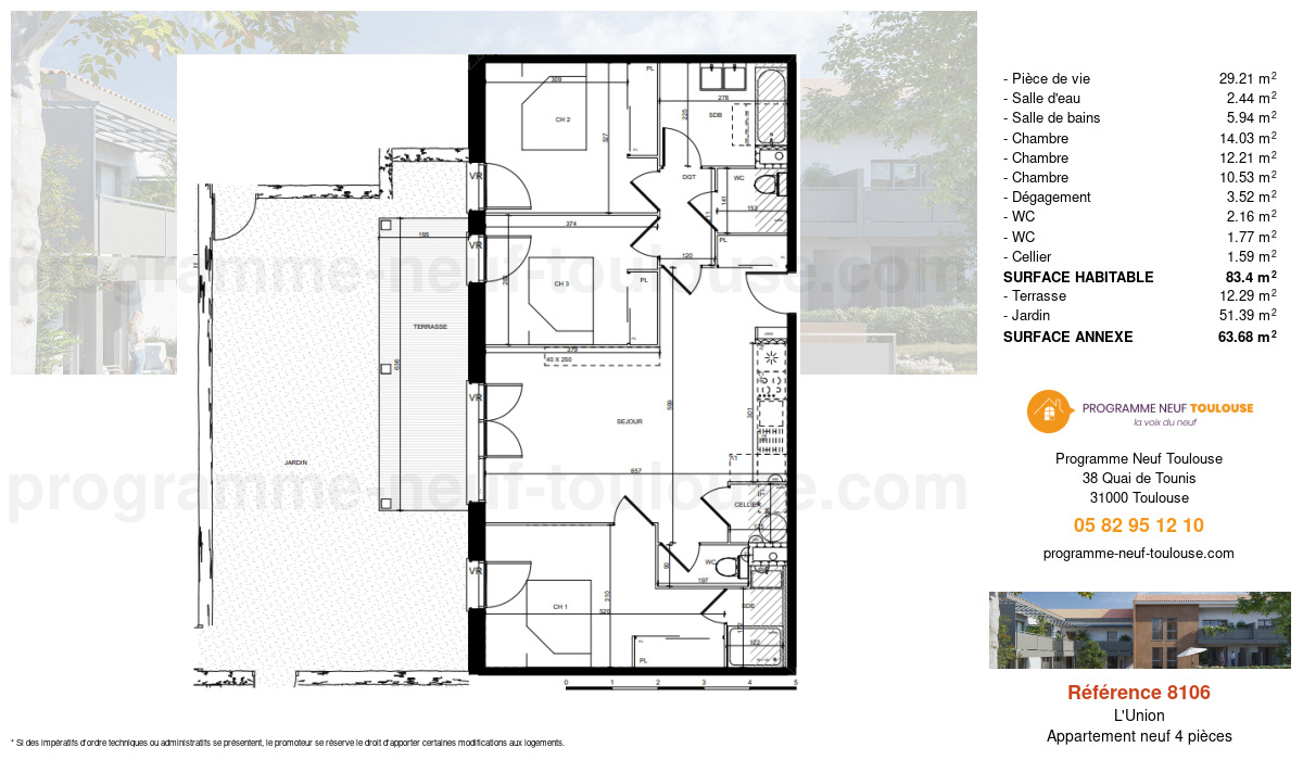 Plan pour un Appartement neuf de  82.65m² à
					L'Union