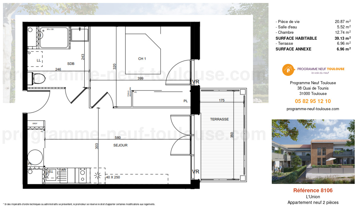 Plan pour un Appartement neuf de  39.13m² à
					L'Union