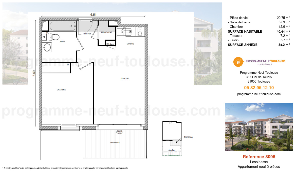 Plan pour un Appartement neuf de  40.44m² à
					Lespinasse