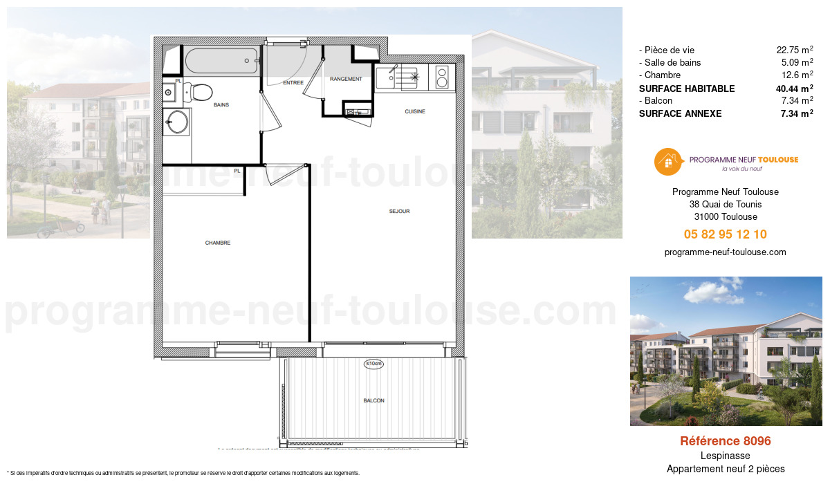 Plan pour un Appartement neuf de  40.44m² à
					Lespinasse