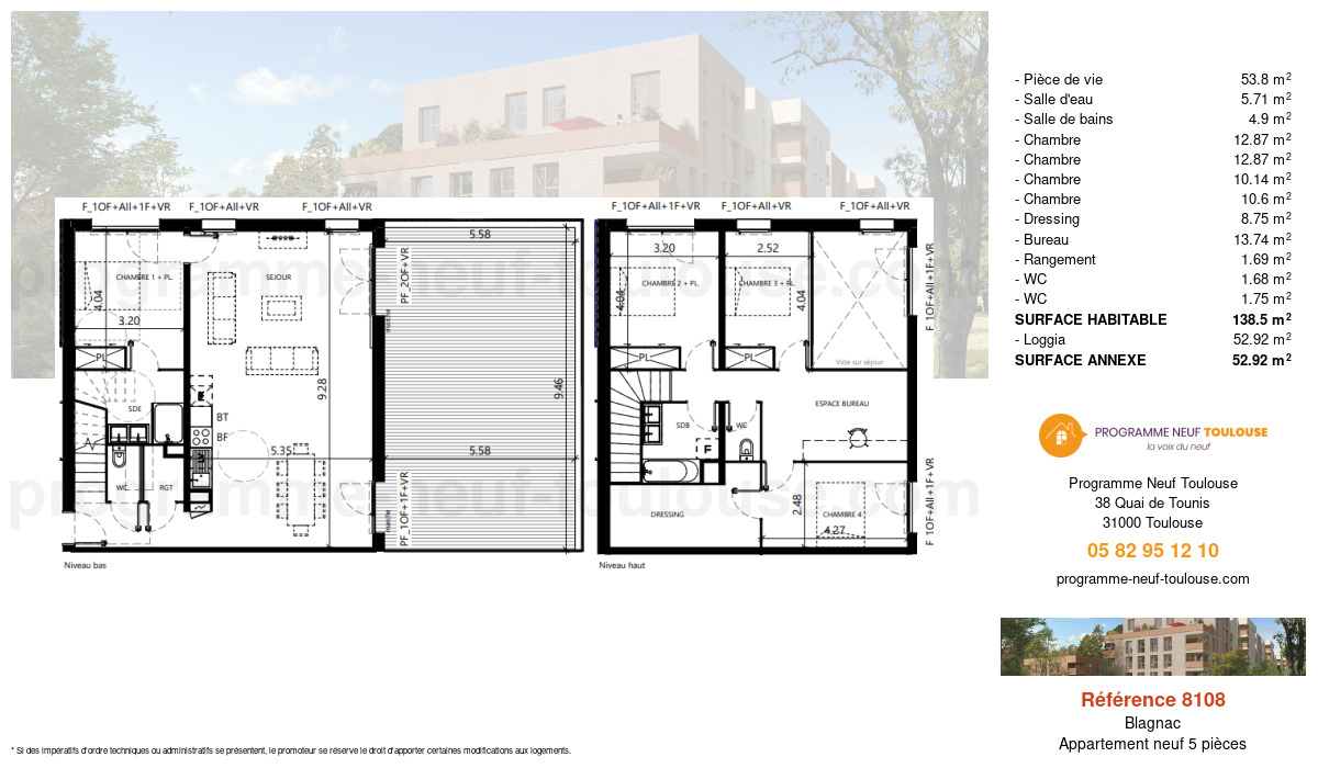 Plan pour un Appartement neuf de  138.52m² à
					Blagnac