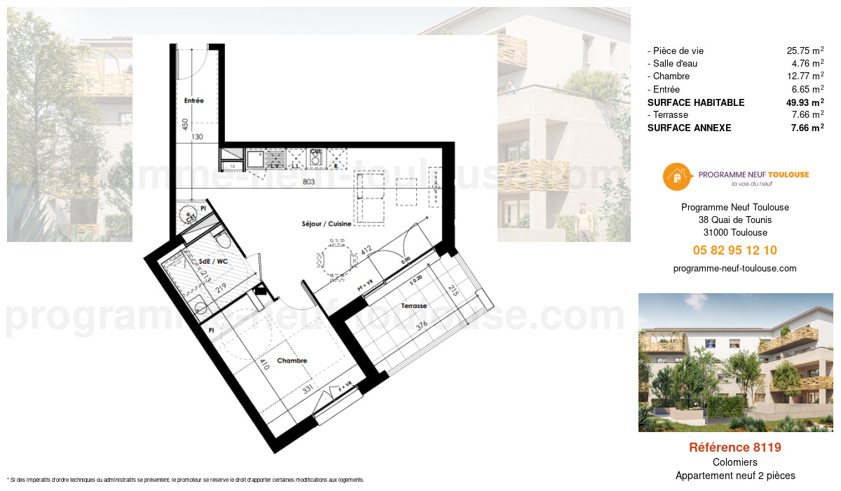 Plan pour un Appartement neuf de  49.93m² à
					Colomiers