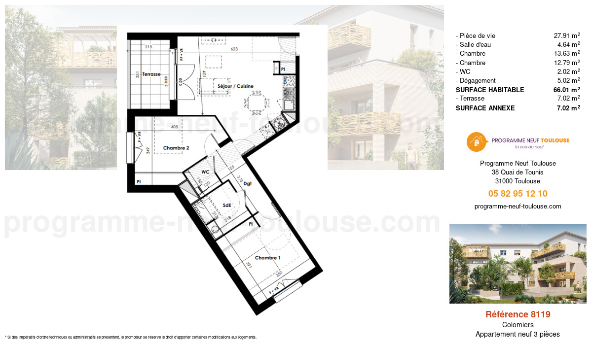 Plan pour un Appartement neuf de  66.01m² à
					Colomiers