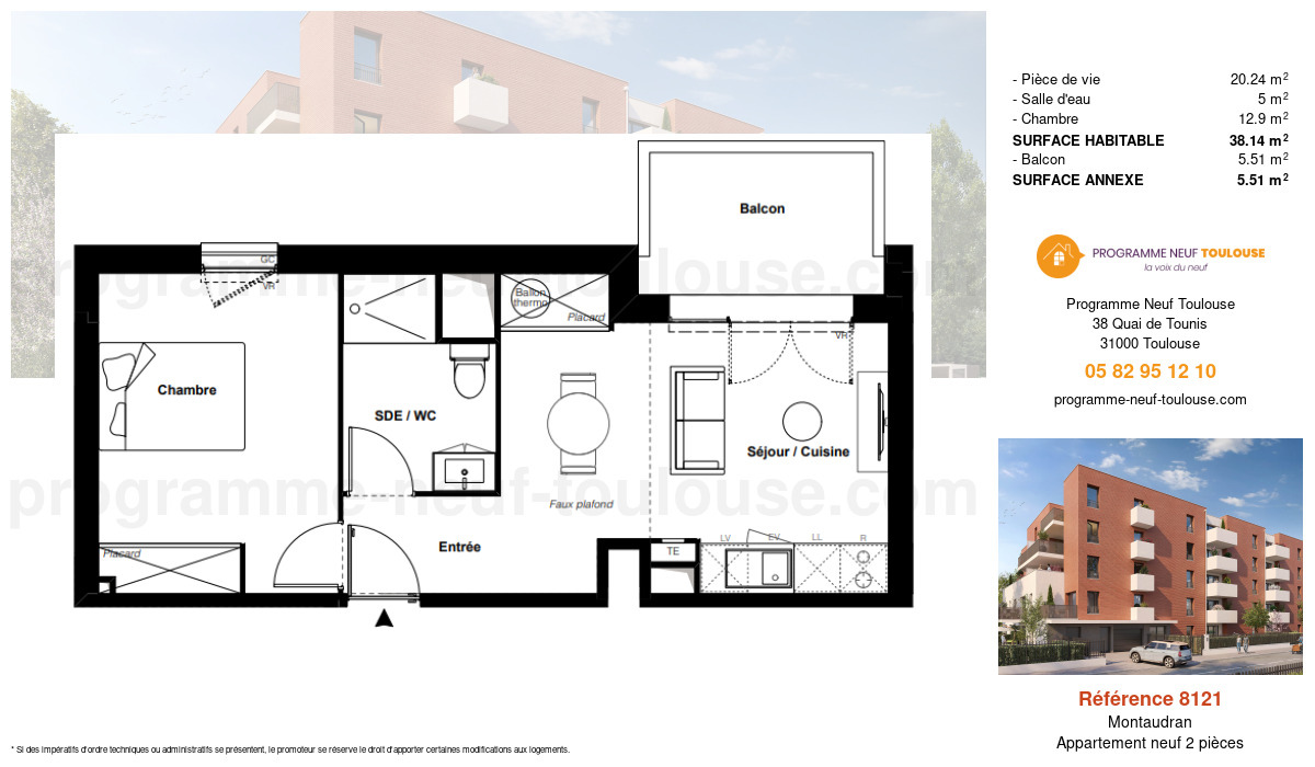 Plan pour un Appartement neuf de  38.14m² à
					Montaudran