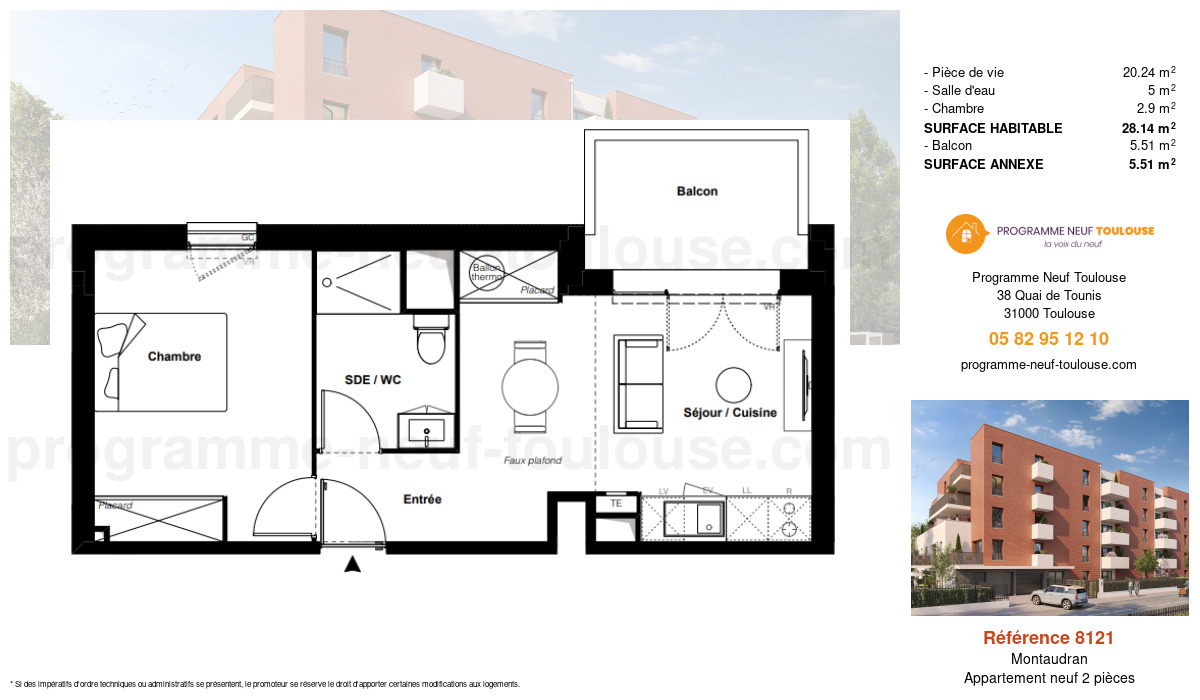 Plan pour un Appartement neuf de  38.14m² à
					Montaudran
