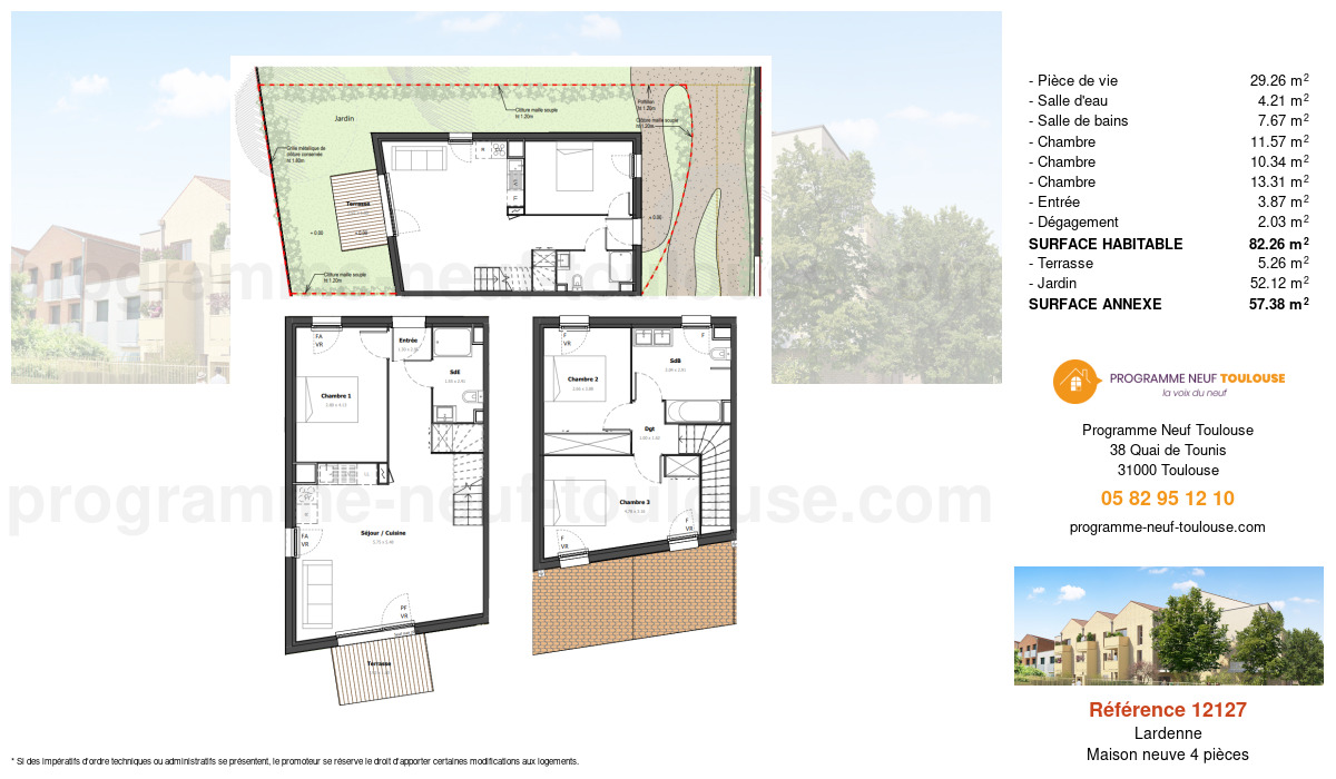 Plan pour un Maison neuve de  82.26m² à
					Lardenne