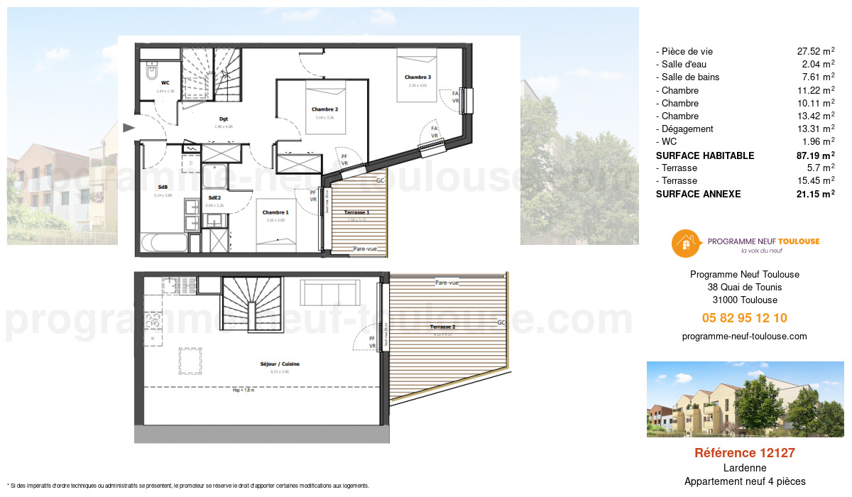 Plan pour un Appartement neuf de  87.19m² à
					Lardenne