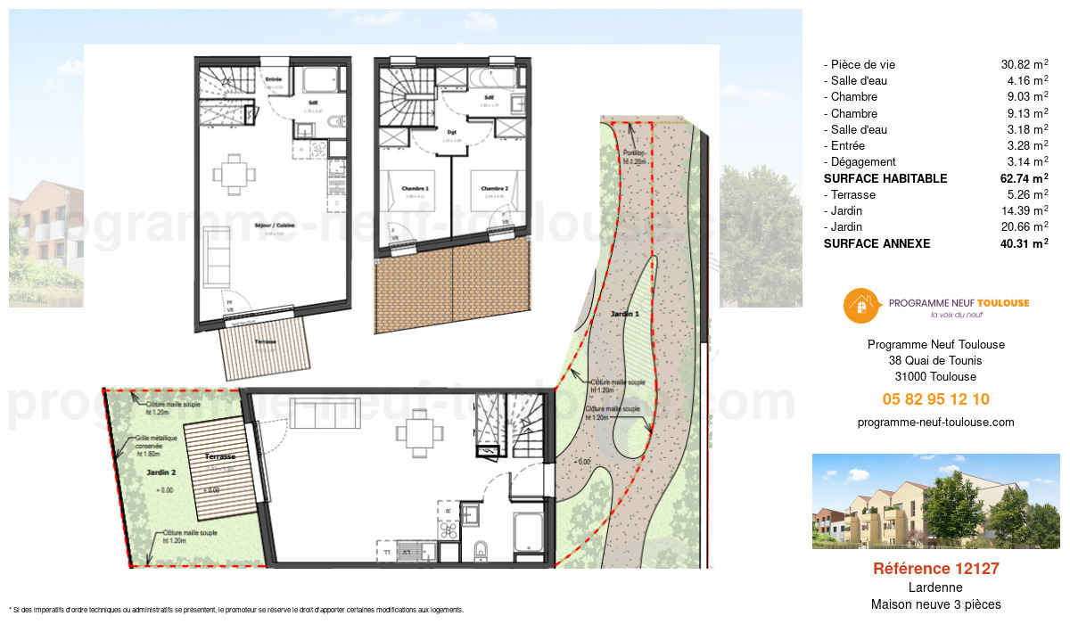 Plan pour un Maison neuve de  62.74m² à
					Lardenne