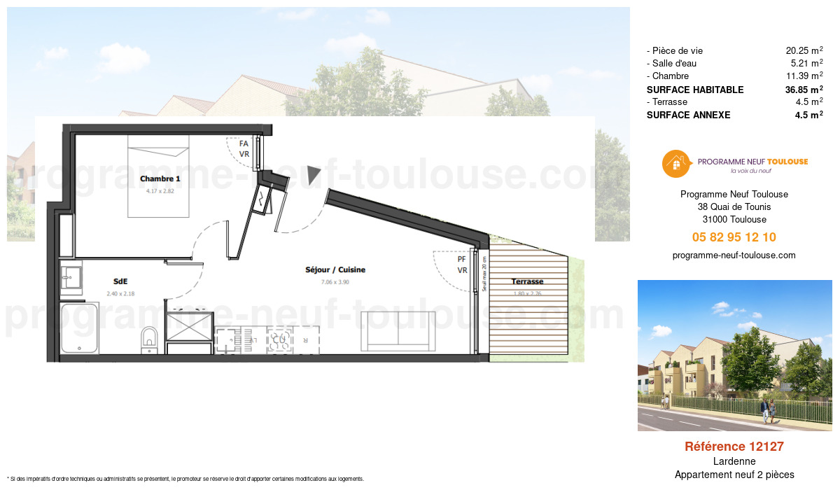 Plan pour un Appartement neuf de  36.85m² à
					Lardenne