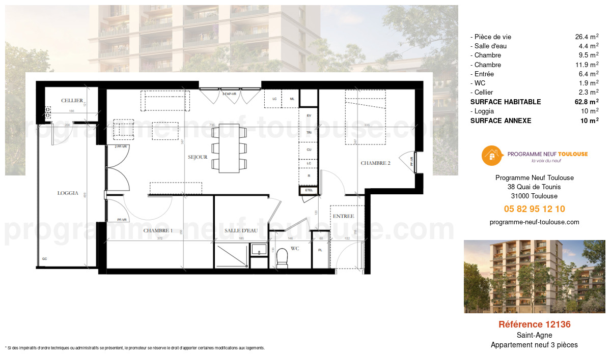 Plan pour un Appartement neuf de  60.5m² à
					Saint-Agne