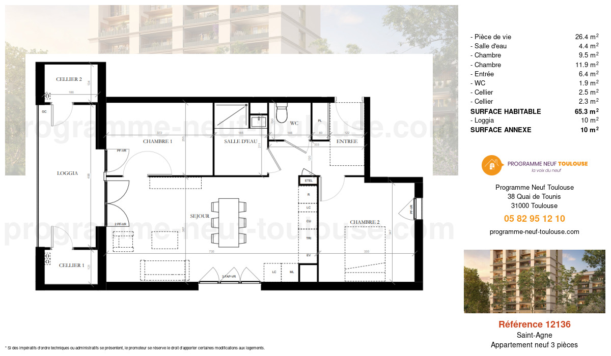 Plan pour un Appartement neuf de  60.5m² à
					Saint-Agne
