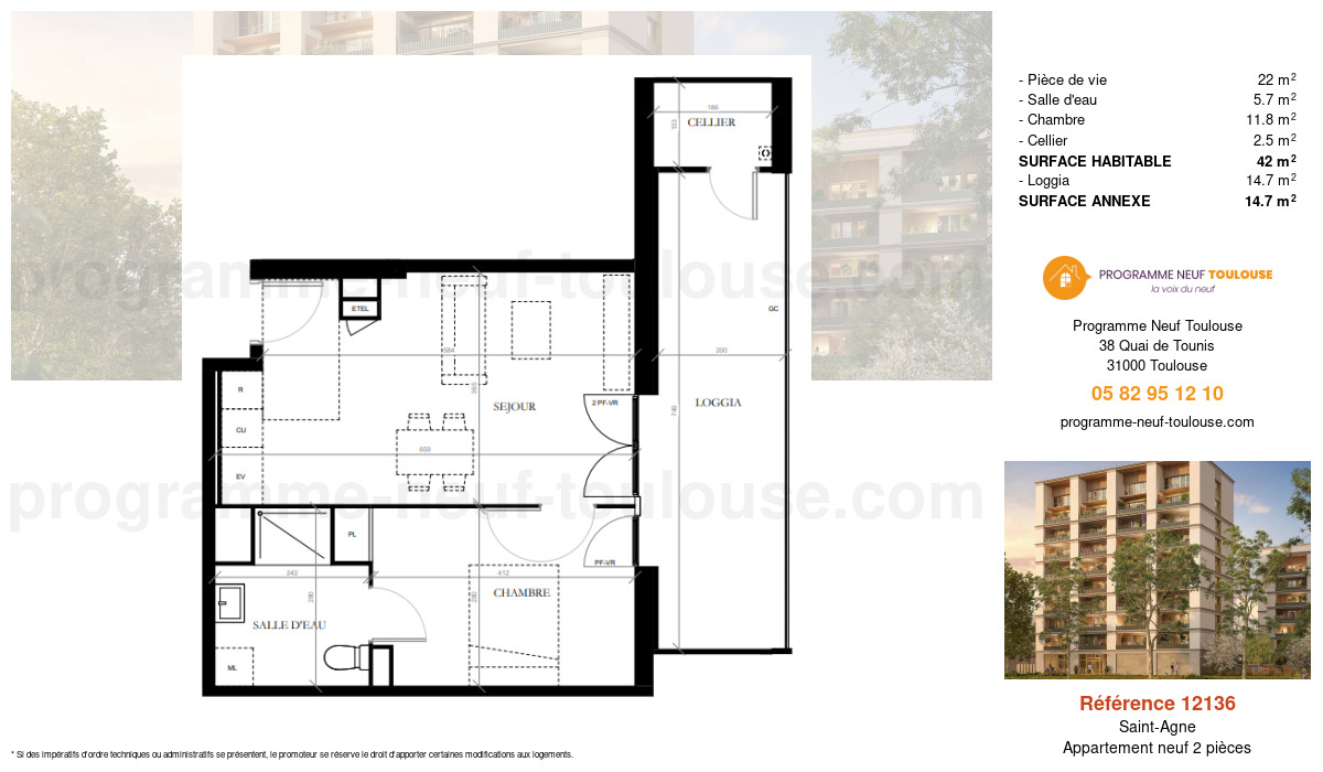 Plan pour un Appartement neuf de  39.6m² à
					Saint-Agne