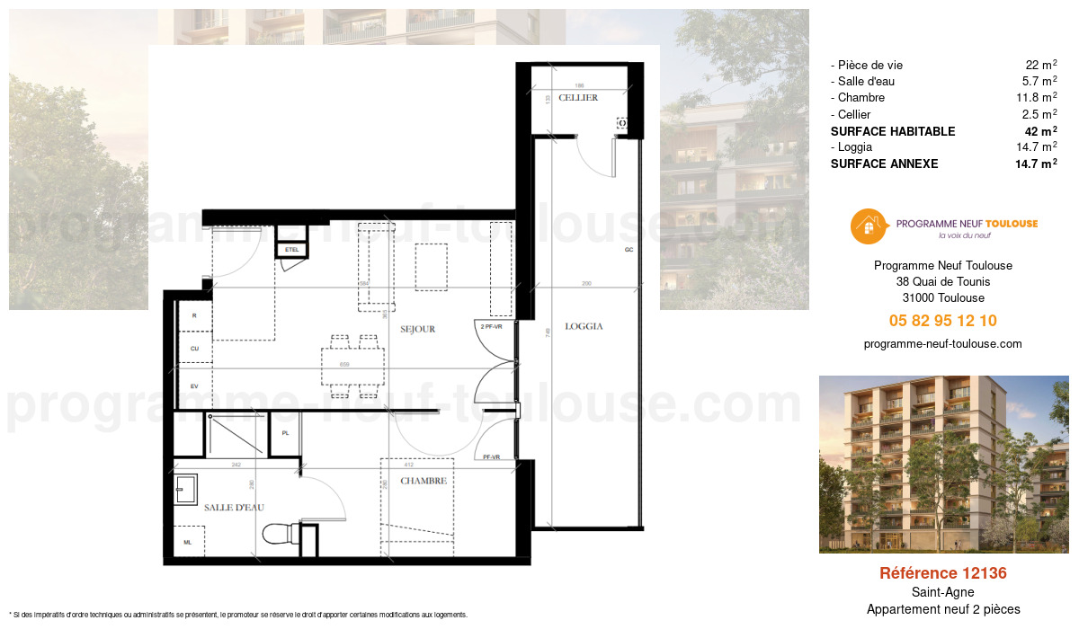 Plan pour un Appartement neuf de  39.6m² à
					Saint-Agne
