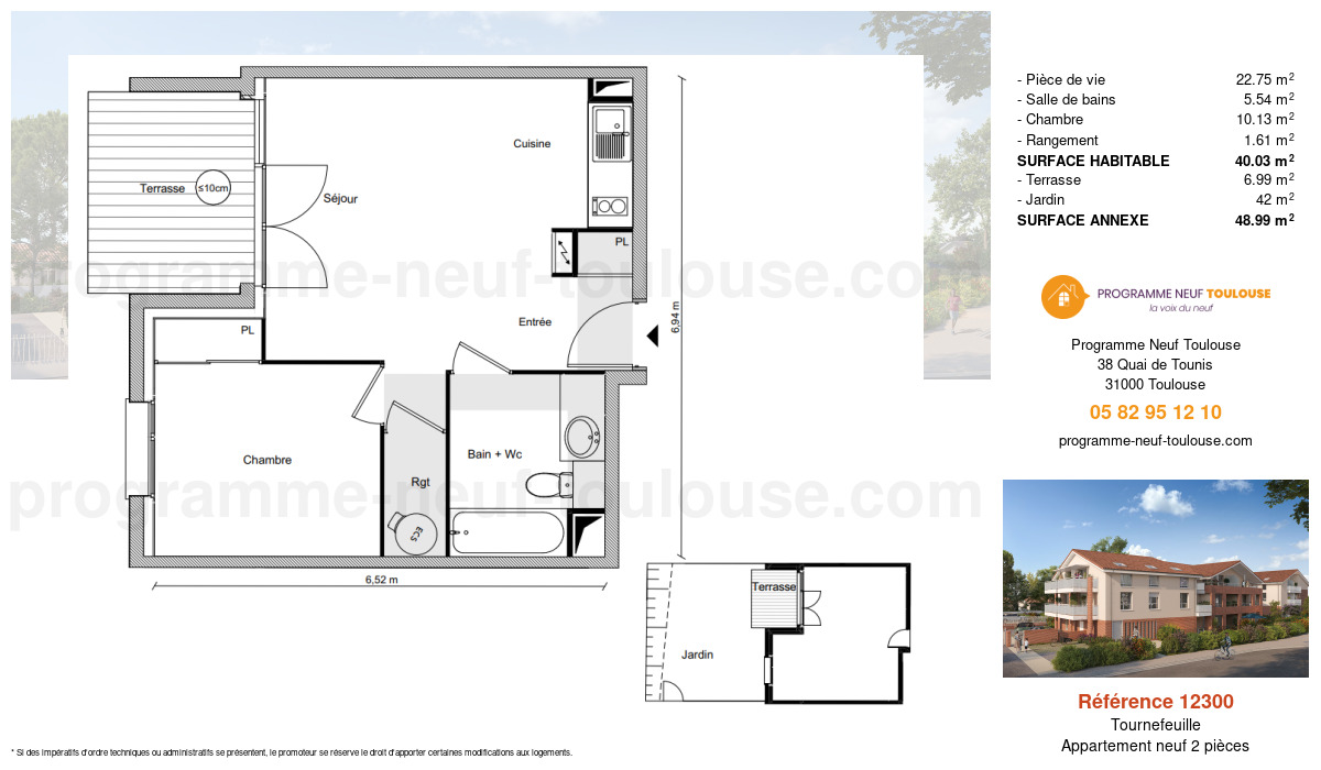 Plan pour un Appartement neuf de  40.03m² à
					Tournefeuille