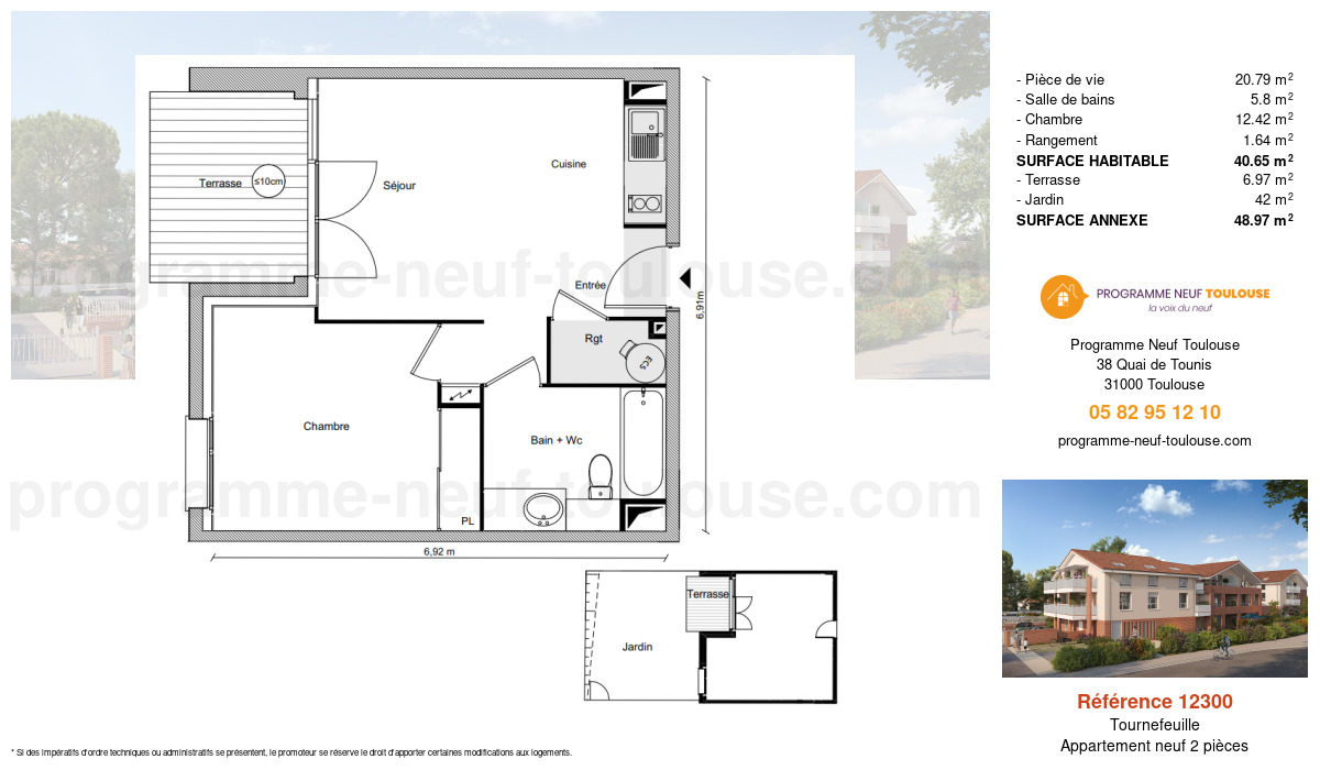 Plan pour un Appartement neuf de  40.65m² à
					Tournefeuille