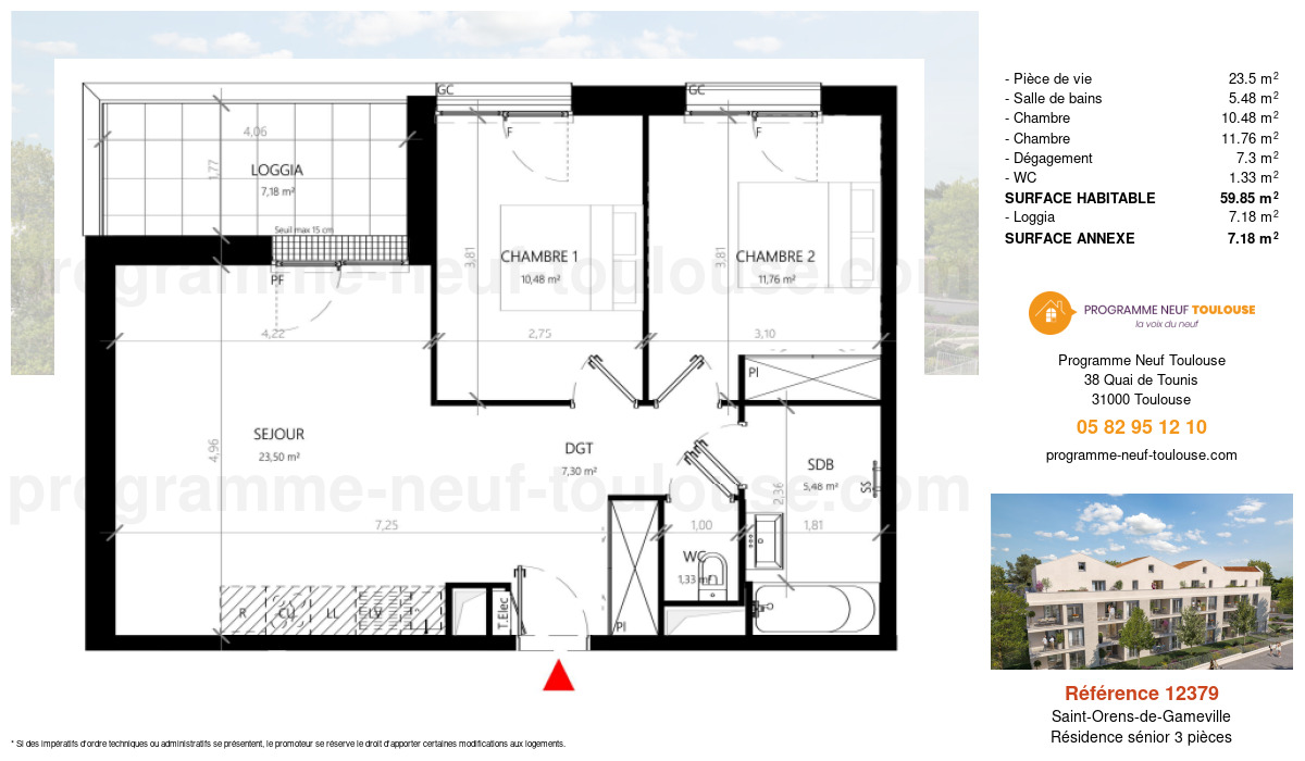 Plan pour un Résidence sénior de  59.86m² à
					Saint-Orens-de-Gameville