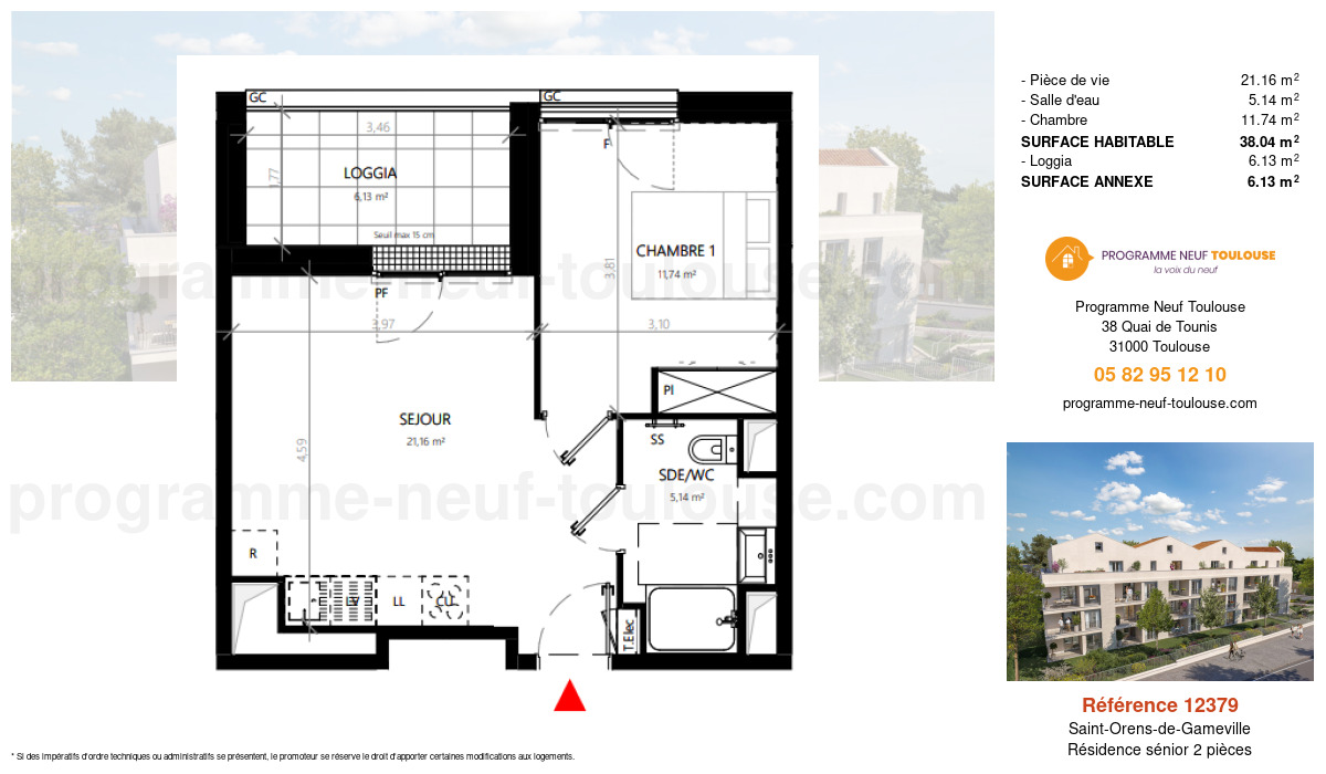 Plan pour un Résidence sénior de  38.04m² à
					Saint-Orens-de-Gameville