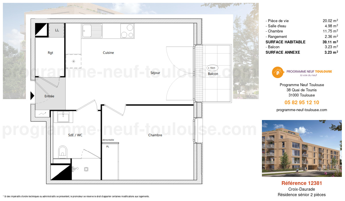 Plan pour un Résidence sénior de  39.11m² à
					Croix-Daurade