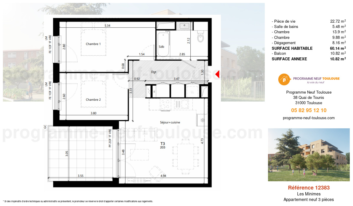 Plan pour un Appartement neuf de  60.15m² à
					Les Minimes