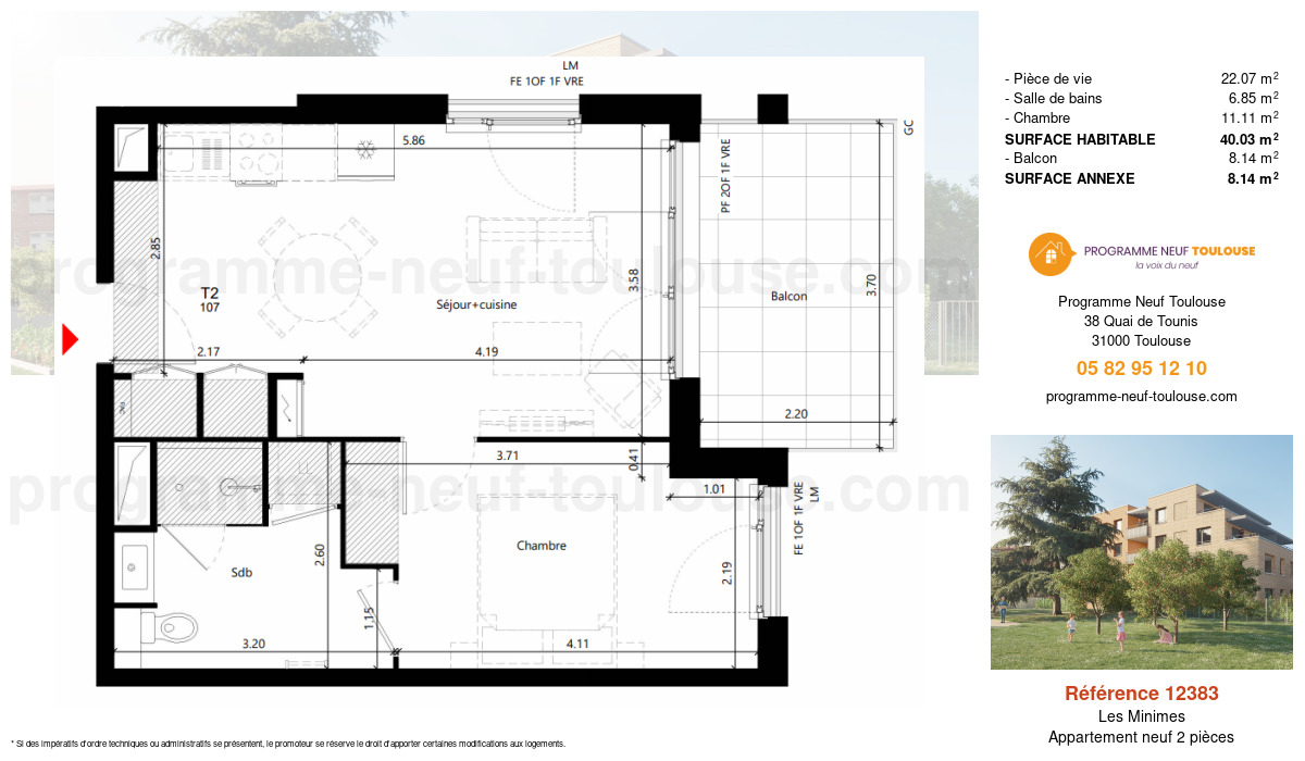 Plan pour un Appartement neuf de  40.03m² à
					Les Minimes