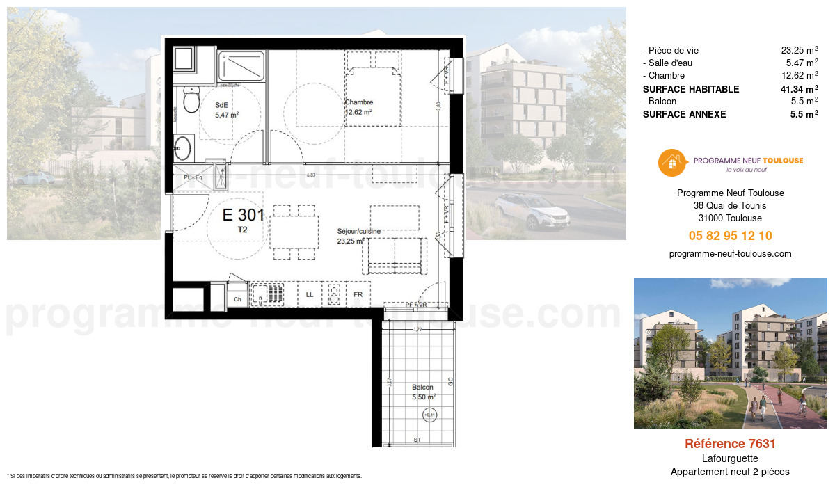 Plan pour un Appartement neuf de  41.34m² à
					Lafourguette