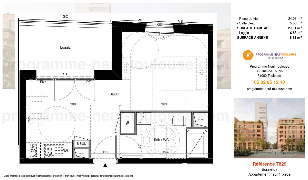 Plan pour un Appartement neuf de  29.61m² à
					Bonnefoy