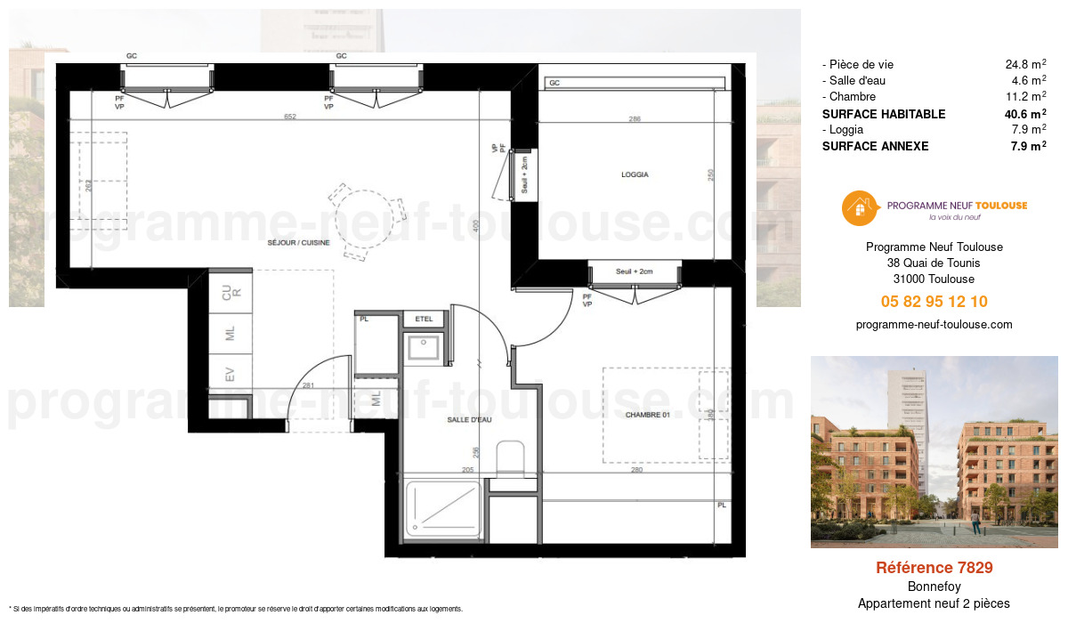Plan pour un Appartement neuf de  40.6m² à
					Bonnefoy