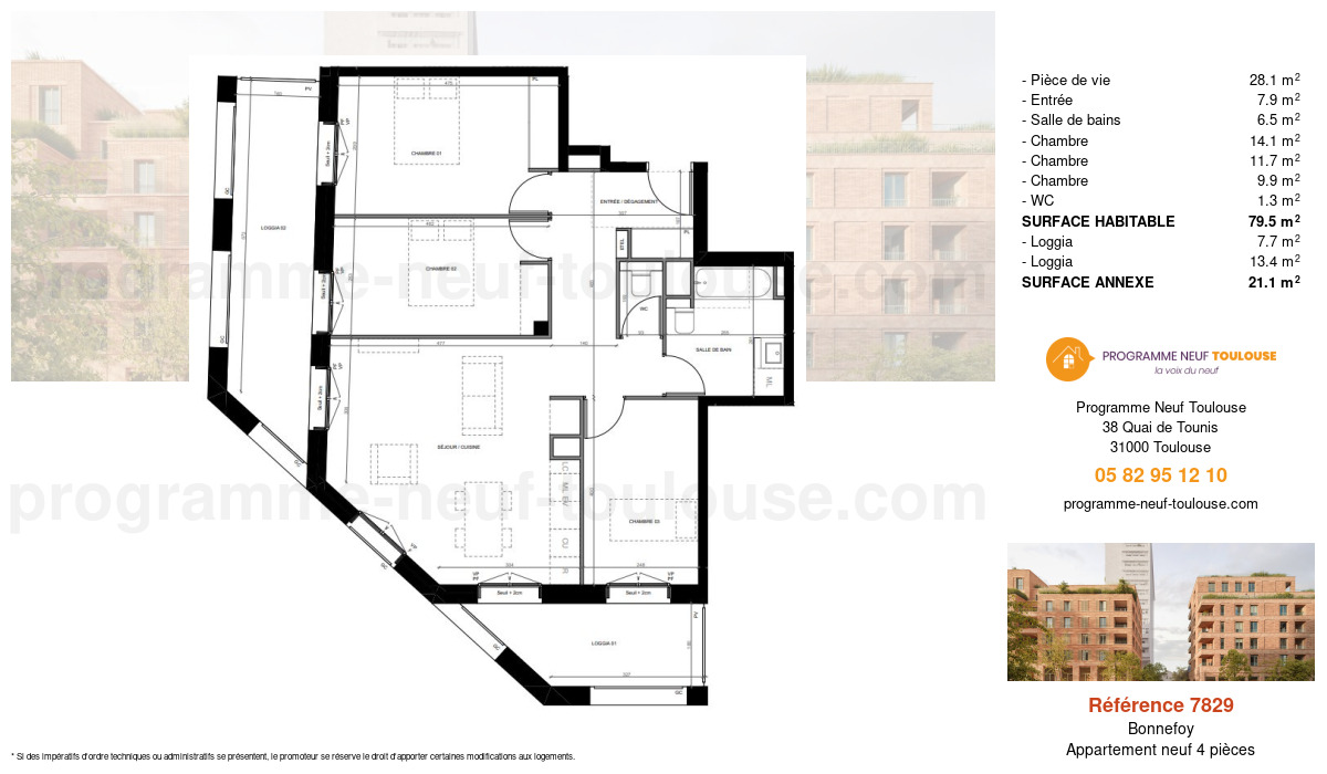 Plan pour un Appartement neuf de  79.5m² à
					Bonnefoy