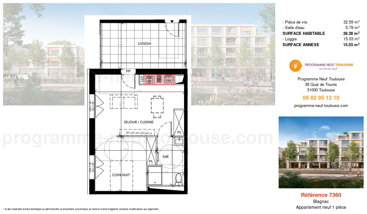 Plan pour un Appartement neuf de  38.38m² à
					Blagnac