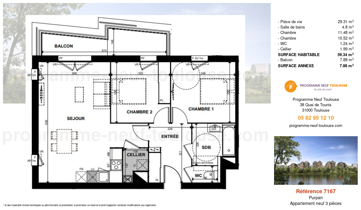 Plan pour un Appartement neuf de  66.51m² à
					Purpan