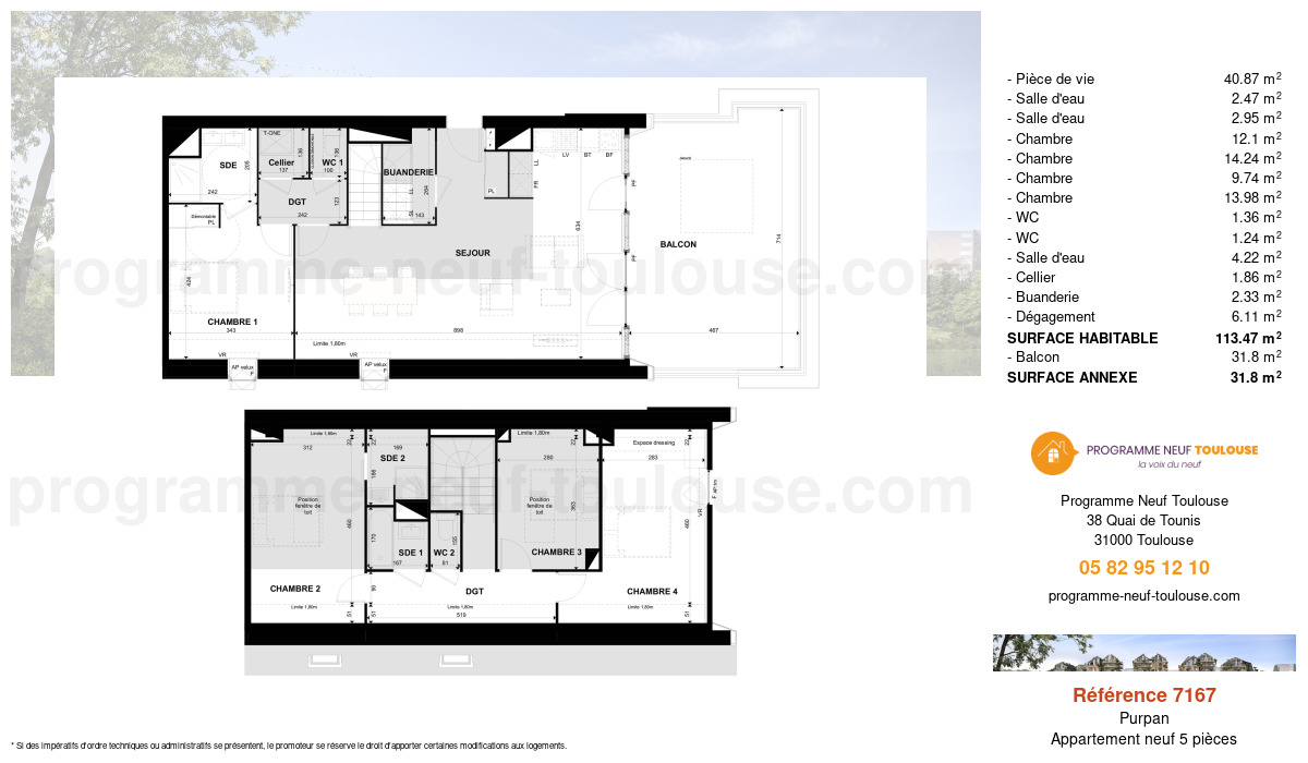 Plan pour un Appartement neuf de  117.33m² à
					Purpan
