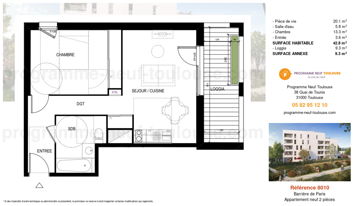 Plan pour un Appartement neuf de  46.3m² à
					Barrière de Paris