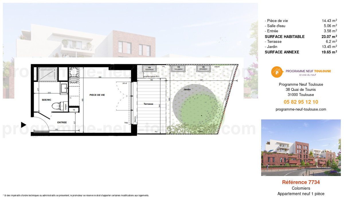 Plan pour un Appartement neuf de  23.07m² à
					Colomiers