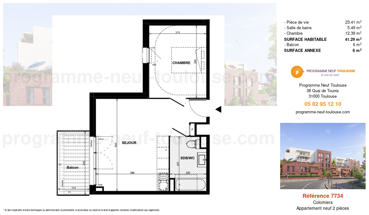 Plan pour un Appartement neuf de  41.29m² à
					Colomiers