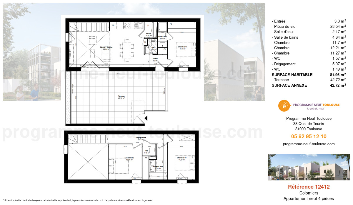 Plan pour un Appartement neuf de  83.25m² à
					Colomiers