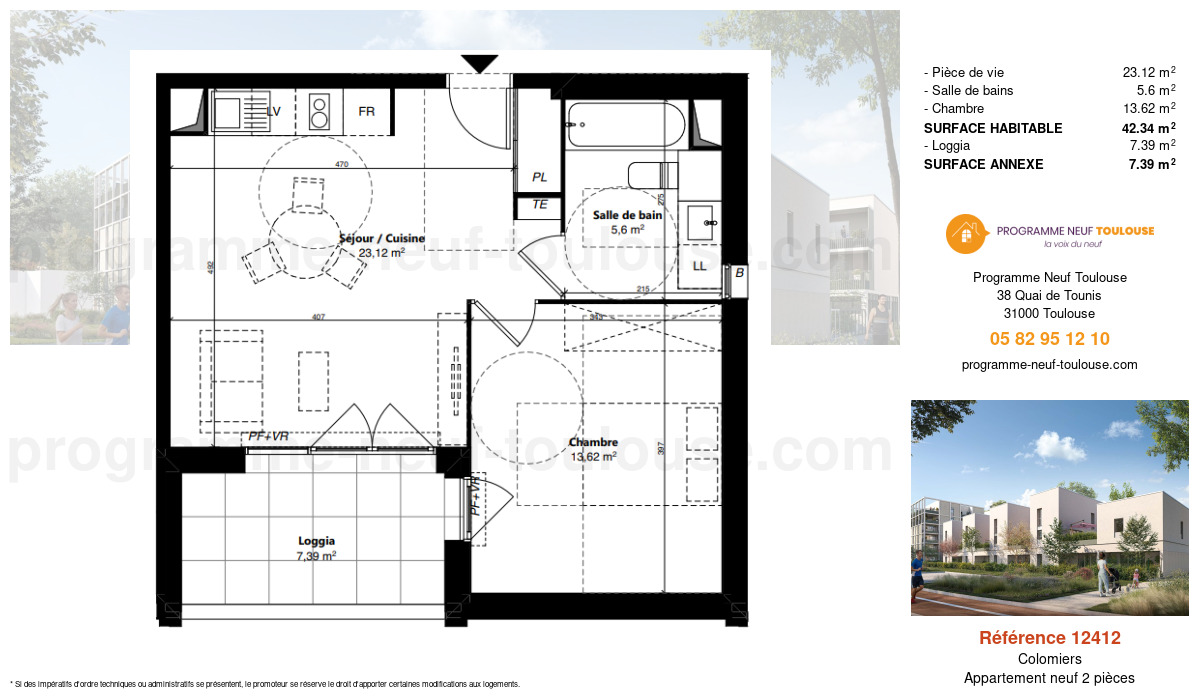Plan pour un Appartement neuf de  42.34m² à
					Colomiers