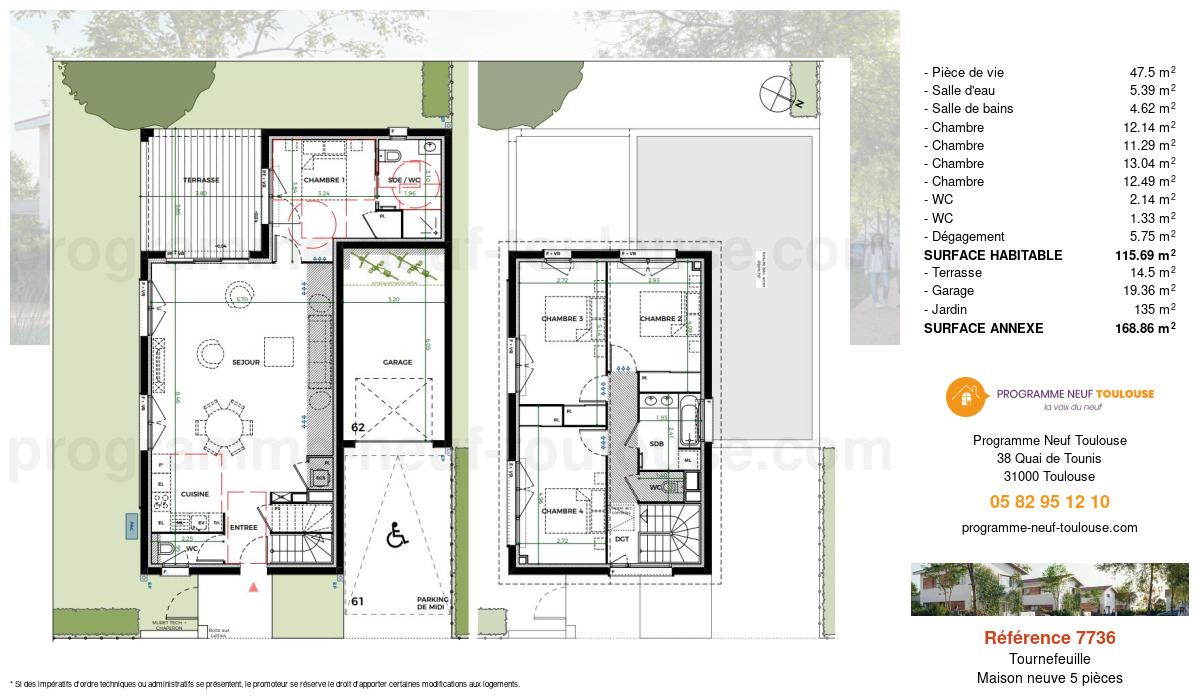 Plan pour un Maison neuve de  115.7m² à
					Tournefeuille