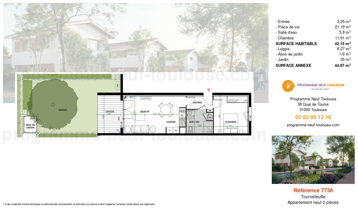 Plan pour un Appartement neuf de  42.15m² à
					Tournefeuille