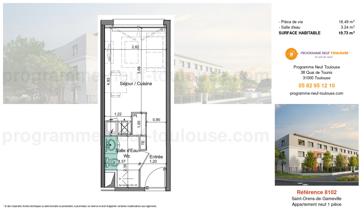 Plan pour un Appartement neuf de  19.73m² à
					Saint-Orens-de-Gameville