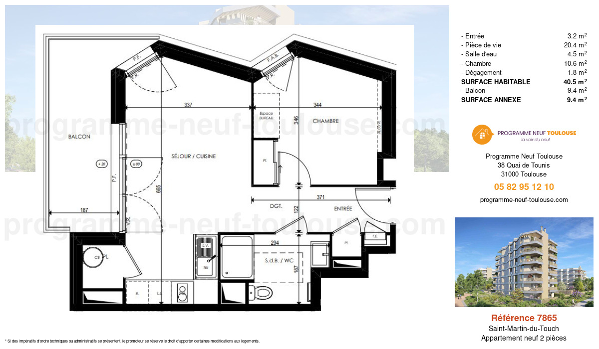 Plan pour un Appartement neuf de  40.5m² à
					Saint-Martin-du-Touch